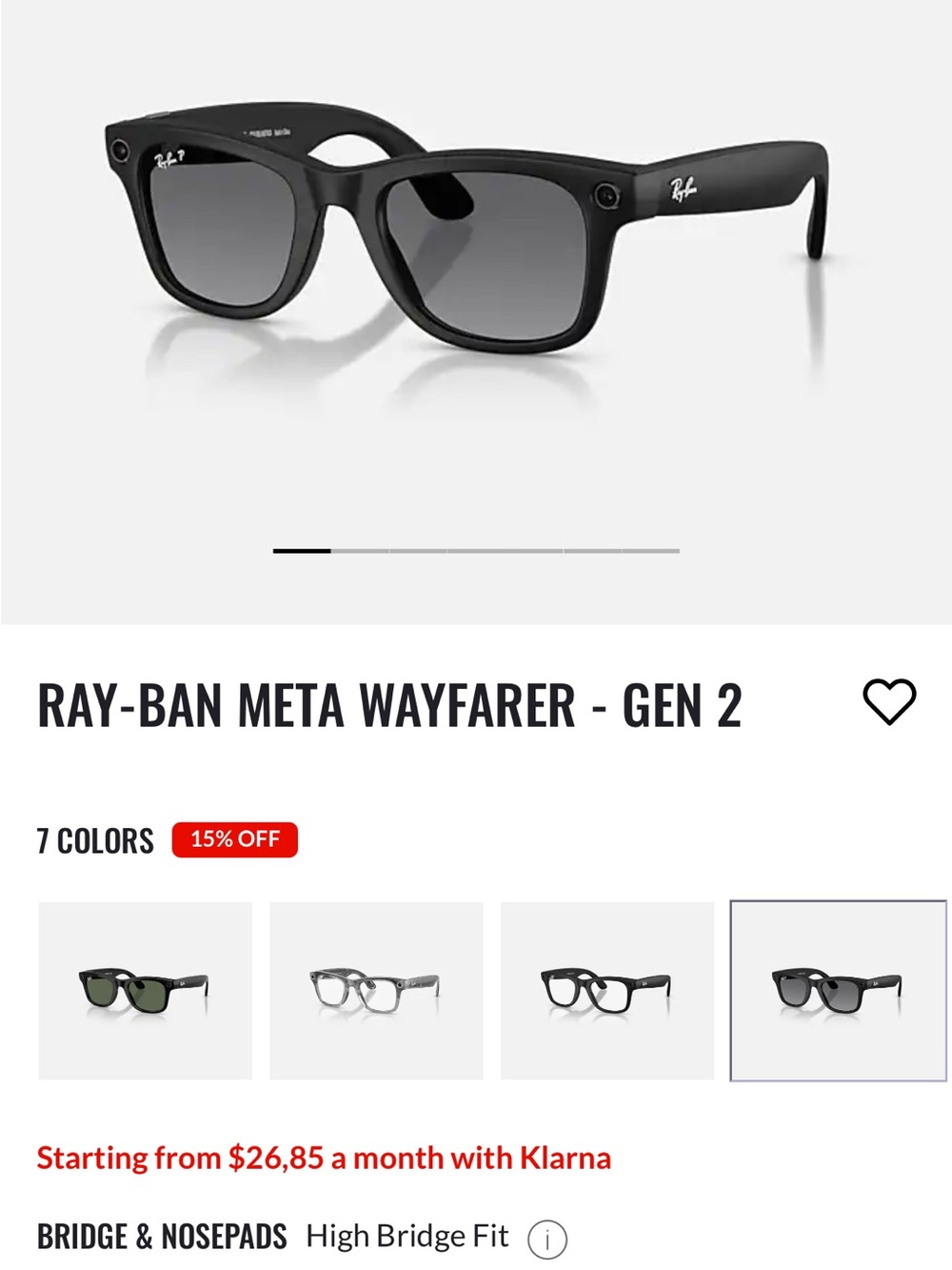Ray-Ban Wayfarer (Gen 2) Matte Black with Polar Gradient Graphite Lenses